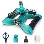 Gesentur Lawn Sprinkler, Automatic 360 Rotating Kids Sprinkler Lawn Irrigation System Covering Large Area with Leak Free Design Durable 3 Arm Sprayer, Summer Outdoor Game Waterpark Toys Accessories