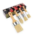 Chalk Wax Paint Brush 4PCs set including 3 small paint brushes for furniture painting and 1 large chalk brush, bristle paint brushes set compatible with annie sloan chalk paint, fusion mineral paint