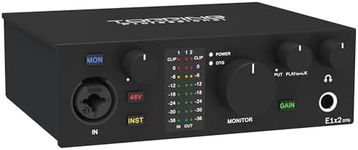 TOPPING E1X2 OTG USB Audio Interface | XLR Mic Preamp, 48V Phantom Power, 24bit/192kHz, 8 DAW/6 Loopback Channels, PC & Mobile Recording, Dual Livestream, Zero-Latency Mixer, High-Res Playback(Black)