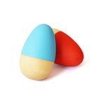 Shumee Set of 2 Handcrafted Wood Egg Shakers (6 Months+) | Blue & Orange | 100% Child Safe & Organic | Perfect First Toy for Kids | Natural Wood | Sensory Toys