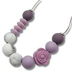 FLUFFY CLOUDS Teething Necklace for Mum to Wear - Silicone Breastfeeding Baby to Chew Nursing - Sensory Jewellery - Flower (Peach)