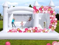 15x15FT White Bounce House Castle for Kids Adults, w/Slide & Ball Pit, (Sturdy PVC) (1100W Blower), Large Jumper Bouncy Inflatable Castle, Wedding, Birthday Party, Baptism, 15x15x10ft