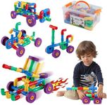 ZOZOPLAY STEM Learning Toy Tubular Pipes & Spouts & Joints 96 Piece Build Bicycle, Tank, Scootie, Moter Skills Endless Designs Educational Building Blocks Set for Kid Ages 3+ Multicolor