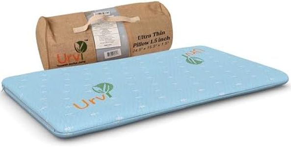 URVI Ultra Thin 1.5 inch Hyper Slim Gel Memory Foam Pillow for Stomach and Back Sleepers Thin, Flat Design for Cervical Neck Alignment and Deeper Sleep
