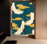 LIGICKY Noren Japanese Style Doorway Curtain Cranes Printed Cotton Linen Window Treatment Door Tapestry for Home Decoration 33.5" Width x 47.2" Long