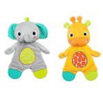 Bright Starts Snuggle & Teethe Plush Teether Toy - Elephant or Giraffe Assorted (1pc, Style May Vary), Ages Newborn+