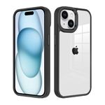 iCatchy for iPhone 15 Case 6.1-Inch, Shockproof Bumper Phone Cover, Anti-Yellowing Clear Back Compatible with iPhone 15 (Black)