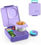 Omie OmieBox Insulated Bento Lunch Box with Leak Proof Thermos Food Jar-3 Compartments, Two Temperature Zones, One Size, (Purple Plum)