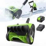 STEELITE 21V Cordless Snow Shovel, 12" Electric Snow Shovel with Directional Plate, 4.0Ah Battery & Charger, 20FT Throw Distance, 300lbs/min Snow Removal, Lightweight 9.9lb for Driveway & Steps