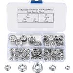 70 Pcs Hex Nuts, Lock Nuts with Flange Self-Locking, Flange Nuts with Serrations, Stop Nuts with Flange DIN 6923 Stainless Steel, M3 M4 M5 M6 M8