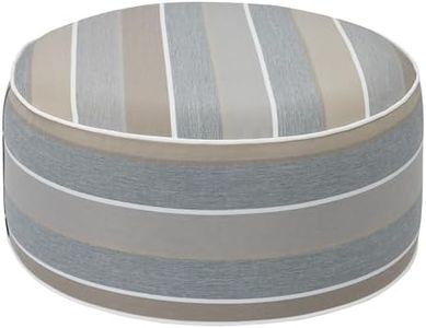 FUNHOME Inflatable Stool Ottoman Footrest with Handle, All Weather Footrest Seat with Foot Pump D20 xH9, Water Repellent Footstool Pouf for Home Patio Garden and Camping Use-Grey Stripe