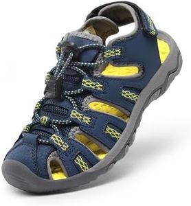 DREAM PAIRS Boys Girls Summer Outdoor Athletic Sport Sandals Walking Hiking Hook and Loop Adjustable Multicolor for Toddler/Little/Big Kids,Size 13 Little Kid,Dark Blue,160912-K