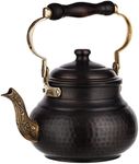 DEMMEX 1mm Thick Hammered Copper Tea Pot Kettle Stovetop Teapot, 1.6-Quart, Antiqued Copper