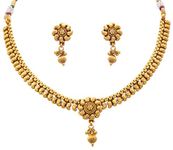 JFL - Jewellery for Less Traditional and Ethnic 1 g Golden Gold Plated Kaerie Designer Necklace Set with Earring for Women