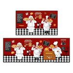 JWXCBIM Fat Chef Kitchen Rug 2 Piece Set, Farmhouse Style Decor Kitchen Floor Mat, Absorbent and Washable Runner Rug, Home Vintage Kitchen Decoration 17x30+17x47 Inches