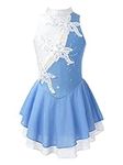 TSSOE Kids Girls Sleeveless Sequins Ballet Dance Outfits Figure Ice Skating Dress Performance Costume C08 12 Years