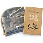Evolatree Microfiber Hair Towel Wrap for Women – Quick-Dry Anti-Frizz Hair Turban with Wooden Button, Designed in Canada for Mindful Hair Care – Grey