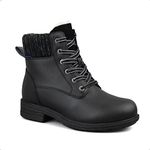 Comfy Moda Winter Boots for Women Waterproof, Wool Lined Leather Snow Boots, Hunter II, Black Size 12