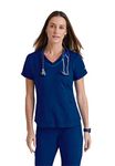 Grey's Anatomy Impact 7187 Women's Three Pocket Seamed V-Neck Harmony Scrub Top Indigo S