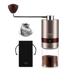 Manual Coffee Grinder VEVOK CHEF Stainless Steel Burr Mill Coffee Grinder with Portable Bag Adjustable Setting Compact Gold Hand Coffee Grinder Ultra Fine for Espresso Capacity 20g,Camping, Travel