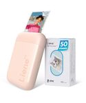 Liene Photo Printer, 2x3 Mini Instant Portable Color Mono Picture Printer w/ 50 Zink Adhesive Paper, Bluetooth 5.0, Compatible w/iOS & Android, Small Photo Printer for iPhone, Smartphones, Pink