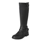 DREAM PAIRS Women's Sunrider Knee High Winter Military Combat Boots,Size 8.5,Wide/Calf/Black,Atlanta-W