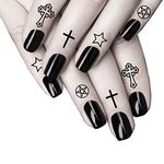 Tatodays tattoos temporary finger black cross pentagons star gothic women and mens halloween realistic cross stars halloween witch wizard punk rock tattoo