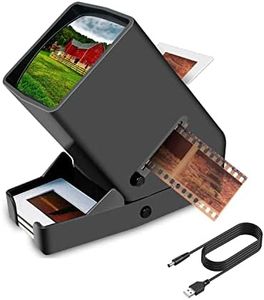 Rybozen Visionneuse Diapositives 35 mm,grossissement 3X,éclairage LED,visualisation éclairée,Fonctionnement USB sur Piles,négatives (4 Piles AA incluses) M203 6.2x8.2x5.8cm Gris