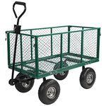 campMax Oversized Garden Carts Wagon, 650 Lbs Capacity Heavy Duty Pullable Gardening Cart Flatbed with Wheels and Removable Sides with Cart Liner, Green