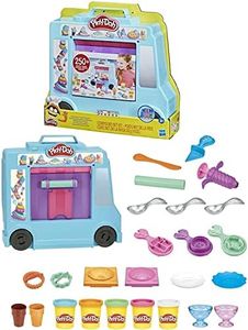 Play-Doh Ice Cream Truck Playset - with 20 Tools, 5 PlayDoh tubs of Non-Toxic Modelling Dough, Over 250 Possible Combinations - Kids Sensory Toys - Arts and Crafts Activities - Ages 3+
