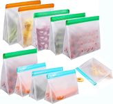 Silicone Bags Food Storage Stand Up, 10 Pack Reusable Ziplock Freezer Bags, Leakproof Storage Gallon Bags, Reusable Silicone Food Bags, for Sandwiches, Snacks, Meat, Vegetables, Fruits, etc.