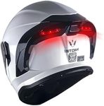 1Storm New Motorcycle Bike Modular Full Face Helmet Dual Visor Sun Shield with Rechargeable LED Tail Light: LED-X90 Glossy White