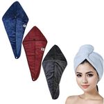 Cotton Bolls Textiles Microfiber Hair Towel Wrap, Pack of 3, Drying Hair, Anti-Frizz, for Everyday Usage (Color 3)