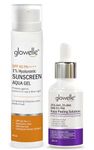 Glowelle 25% AHA 2% BHA 5% PHA Face Peeling Solution, for Exfoliates & Glowing Skin, 30ml & 1% Hyaluronic Sunscreen Aqua Gel With SPF 60 PA++++ for UV A, UV B & Blue Light Protection, 50ml