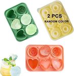 Marakruki 2 Packs Rose& Heart Ice Cube Trays - Random Colors, 2-in-1 Rose& Heart Ice Cube Maker, BPA Free Medium Ice Cube Molds, Reusable Ice Trays, Rose & Heart Ice Cube Maker