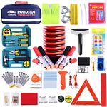 LIANXIN Roadside Assistance Emergency Kit - Multipurpose Emergency Pack Car Premium Road Kit Essentials Jumper Cables Set (8 Foot) Automotive Roadside Assistance 142 Pieces Winter Car Kit