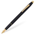 Cross AT0086-110FF Classic Century Black Fountain Pen with Appointments and 23KT Gold Plated Fine Nib