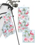 Flamingo Paradise Golf Towel with C