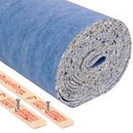 Carpet Underlay Set – 162.21 ft² (15.07 m²) Foam Underlay Roll with 60 Pre-Nailed Carpet Gripper Rods (2.49 ft / 76 cm Each) – Dual-Purpose for Heat & Sound Insulation on Wood & Concrete Floors