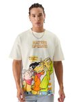 The Souled Store Official Ed, EDD n Eddy: Chaotic Bros Mens and Boys Oversize Fit Graphic Printed Half Sleeve Cotton White Color T-Shirt