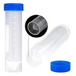 ASelected 50 X 50ml Standard Laboratory Conical Centrifuge Tubes - Freestanding Clear Plastic Test Tubes with Lids