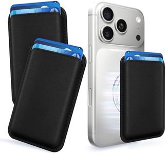 KRTALS 2Pack Magnetic Wallet Cell Phone Card Holder for Phone Case with Mag-Safe, Stronger Magnetic RFID Leather Phone Wallet Stick on Series of iPhone 17/16/15/14/13/12 and Pro/Promax,2-Pack Black