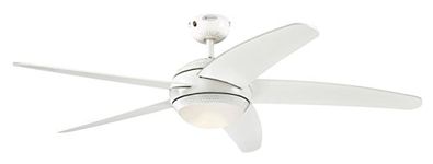 Westinghouse Lighting 72070 Bendan LED 132 cm Five-Blade Indoor Ceiling Fan, White Finish with Hammered Accents, Dimmable LED Light Kit with Opal Frosted Glass, Remote Control Included