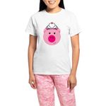 CafePress Pink Pig Princess Women's Light Pajamas Women's Novelty Cotton Pyjama Set, Comfortable PJ Sleepwear