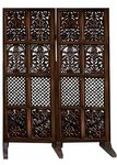 WoodCraftia Wooden Room Divider Partition - Foldable Screen Privacy Separator for Living Room, Bedroom, Office, Studio Area - Mixed Design, Brown 5 Feet (2 Panel with Stands)