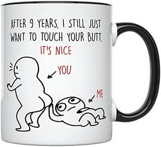 YouNique Designs 9 Year Anniversary Mug, 11 Ounces, Funny 9th Anniversary Coffee Mug for Her and Him, Ninth Year Wedding Anniversary Cup, 9th Wedding Anniversary Mug (Black Handle)