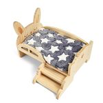 NQEUEPN Guinea Pig Bed, Wooden Guinea Pig Bed with Stairs & Mat Detachable Habitats for Guinea Pigs Animals Cushion Bed for Hamster Dwarf Rabbit Chinchilla Squirrel Guinea Pig