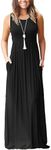 WNEEDU Women's Maxi Dress 2024 Summer Dress Casual Sleeveless Cover up Loose Sundresses Dresses with Pockets Black 2XL