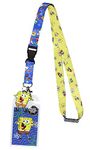 Bioworld Spongebob Squarepants Lanyard Breakaway ID Badge Holder with Character Rubber Charm and Collectible Sticker