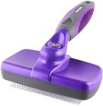 Hertzko Dog Brush - Self-Cleaning Slicker Brush for Dogs and Cats - Gently Removes Loose Hair, Tangles, and Dirt - Regular Size Grooming Brush for Sensitive Skin, Suitable for Long or Short Coats